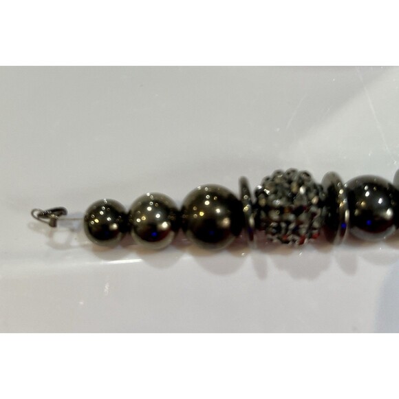 Gun Metal VTG Disco Ball W/ Flat Space Disc Bracelet 8in Rave Whimsygoth Fairy - Picture 3 of 6